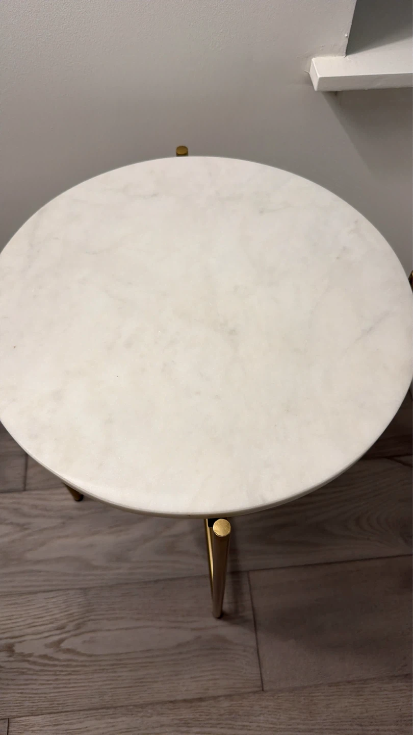 Round Marble Top Side Table - Gold Legs - photo 2