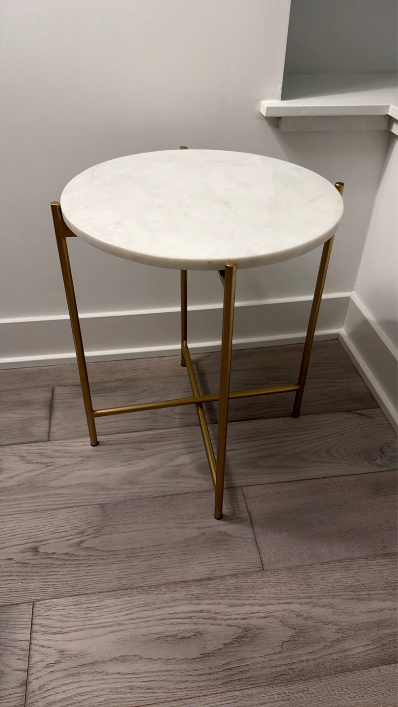 Round Marble Top Side Table - Gold Legs
