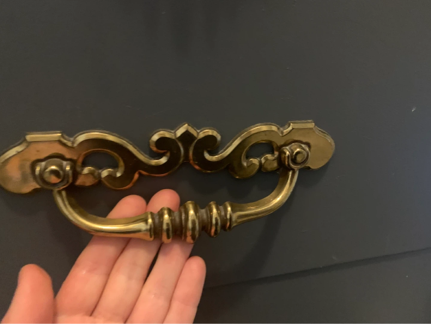 Ornate Brass Dresser Handles – Vintage Cabinet Hardware - photo 3