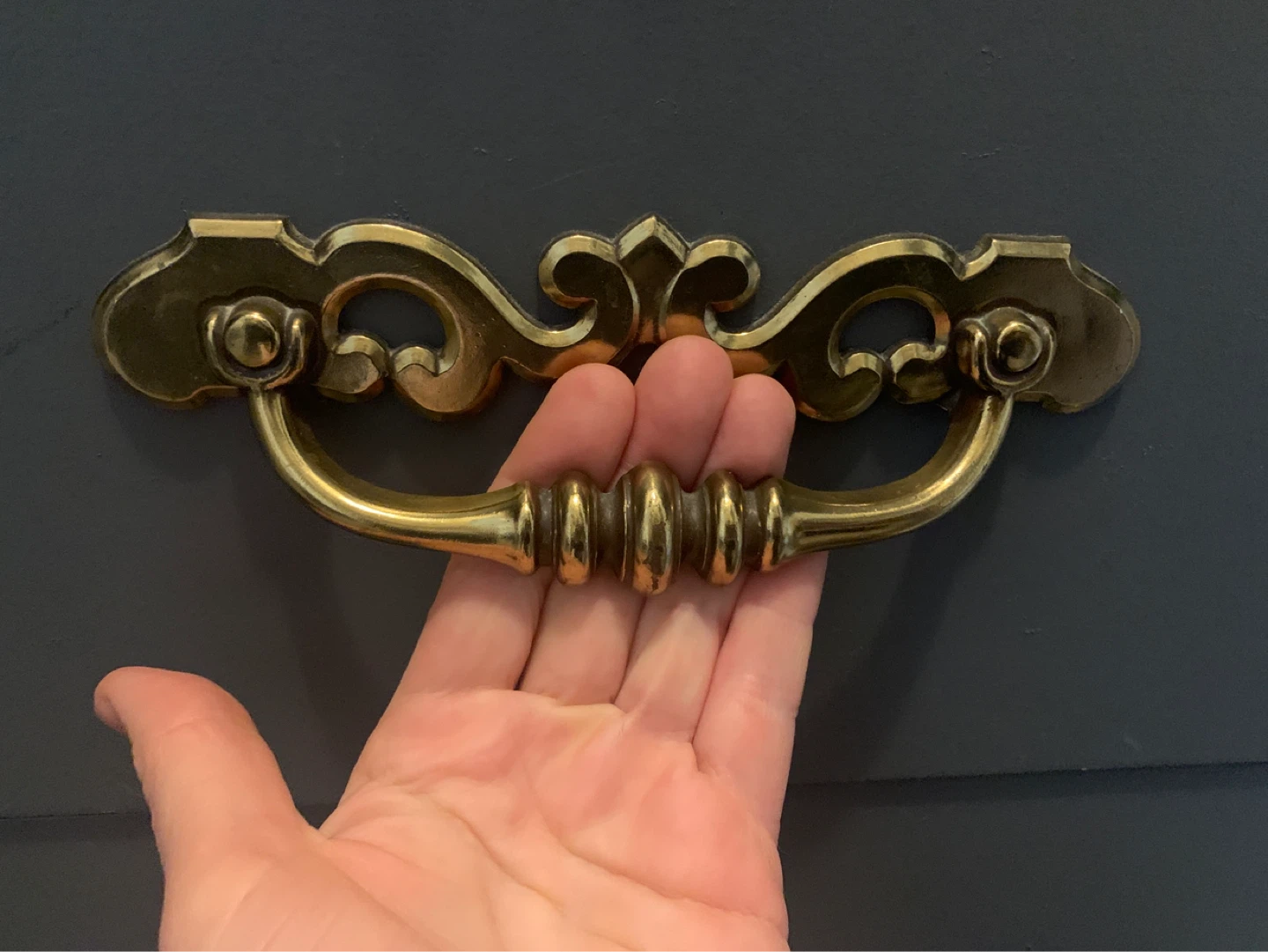 Ornate Brass Dresser Handles – Vintage Cabinet Hardware