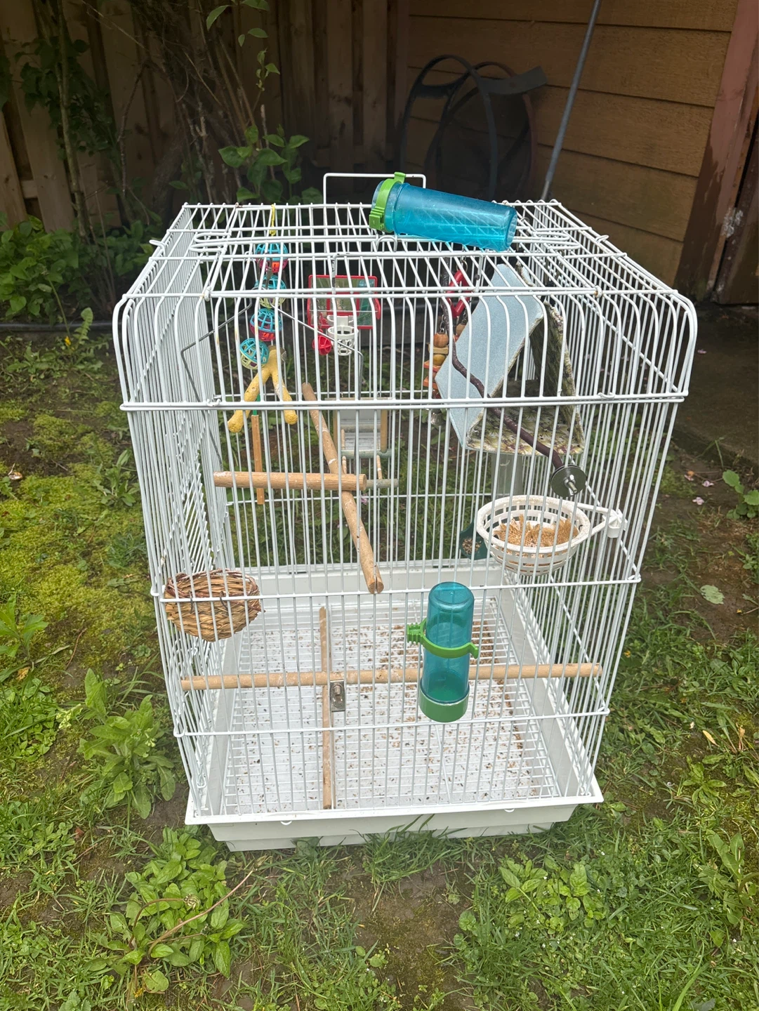 White Bird Cage with Accessories