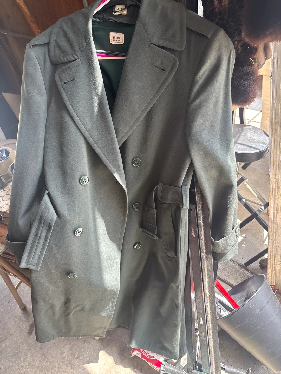 Vintage "34 Long" Double-Breasted Trench Coat