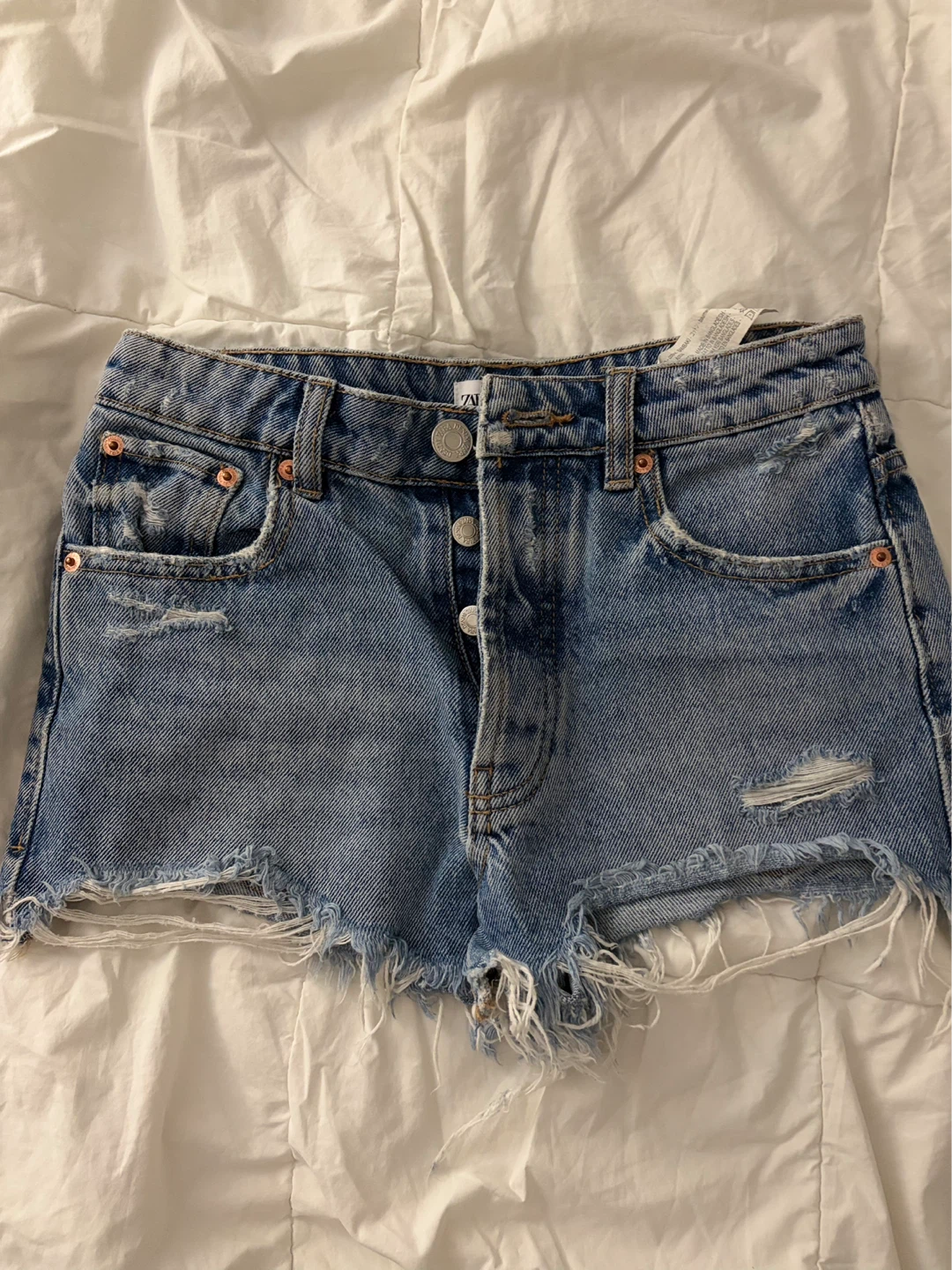 ZARA Denim Distressed Cut-Off Shorts