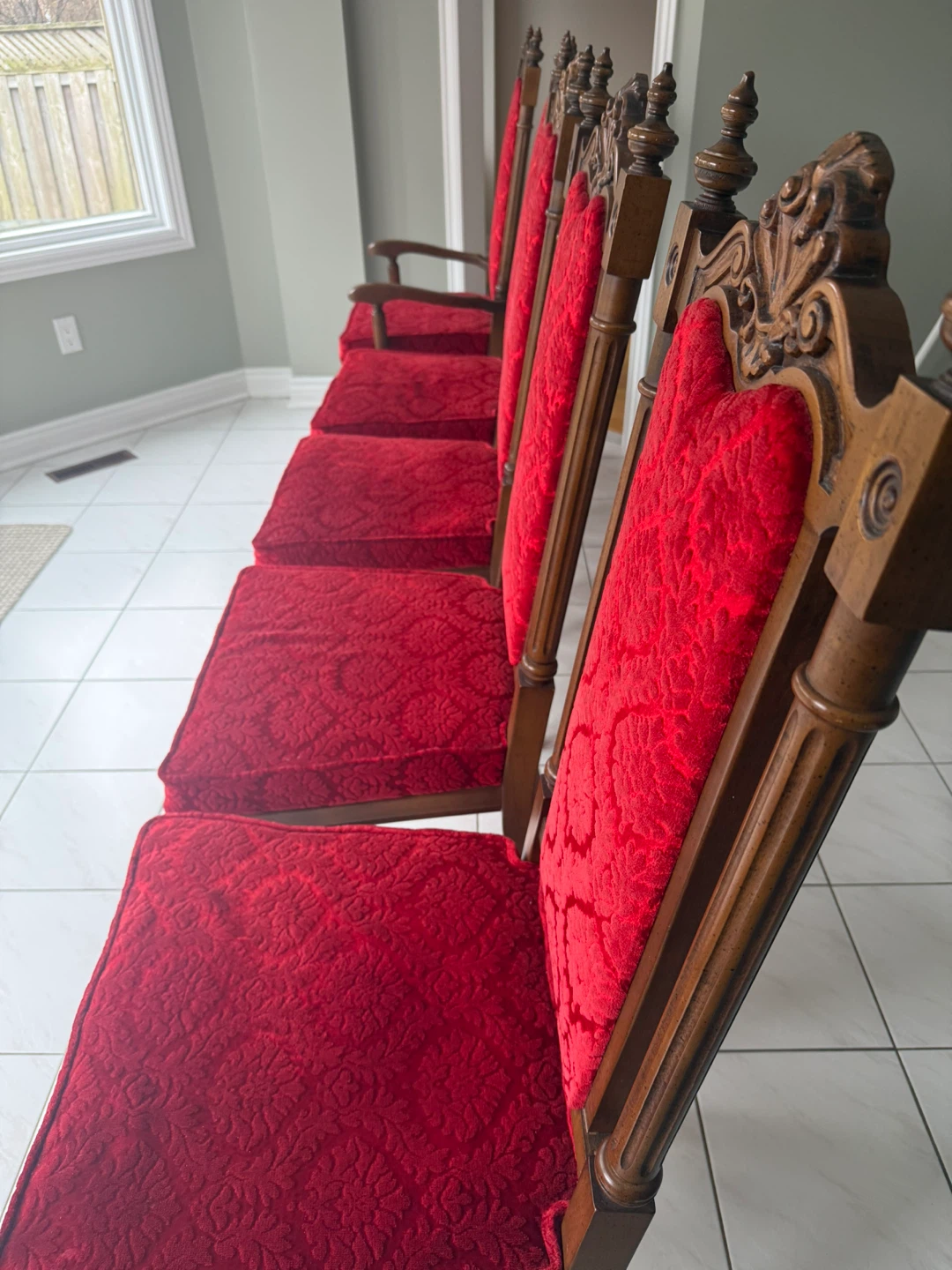 Vintage Red Upholstered Dining Chairs - photo 2