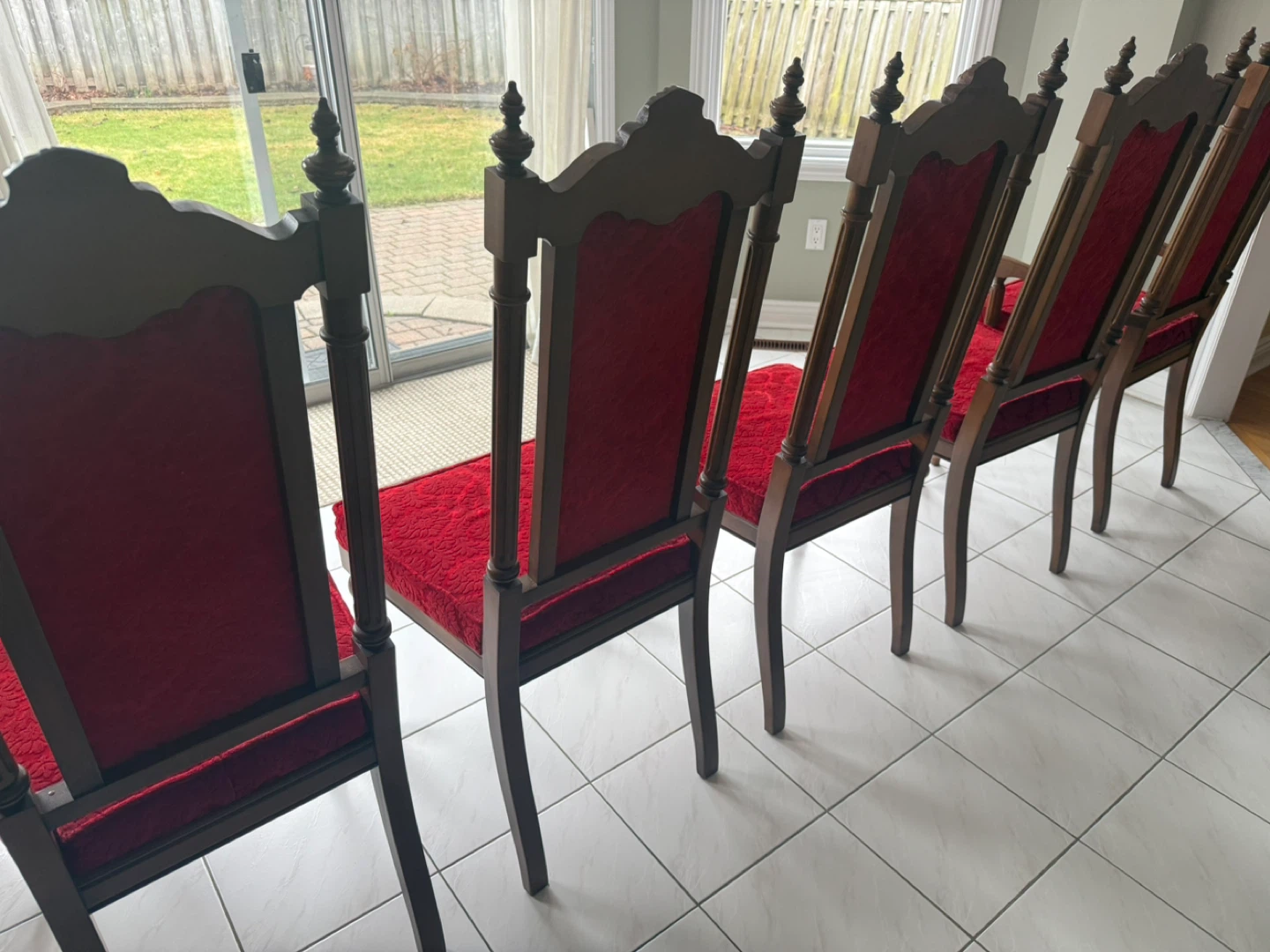 Vintage Red Upholstered Dining Chairs - photo 4