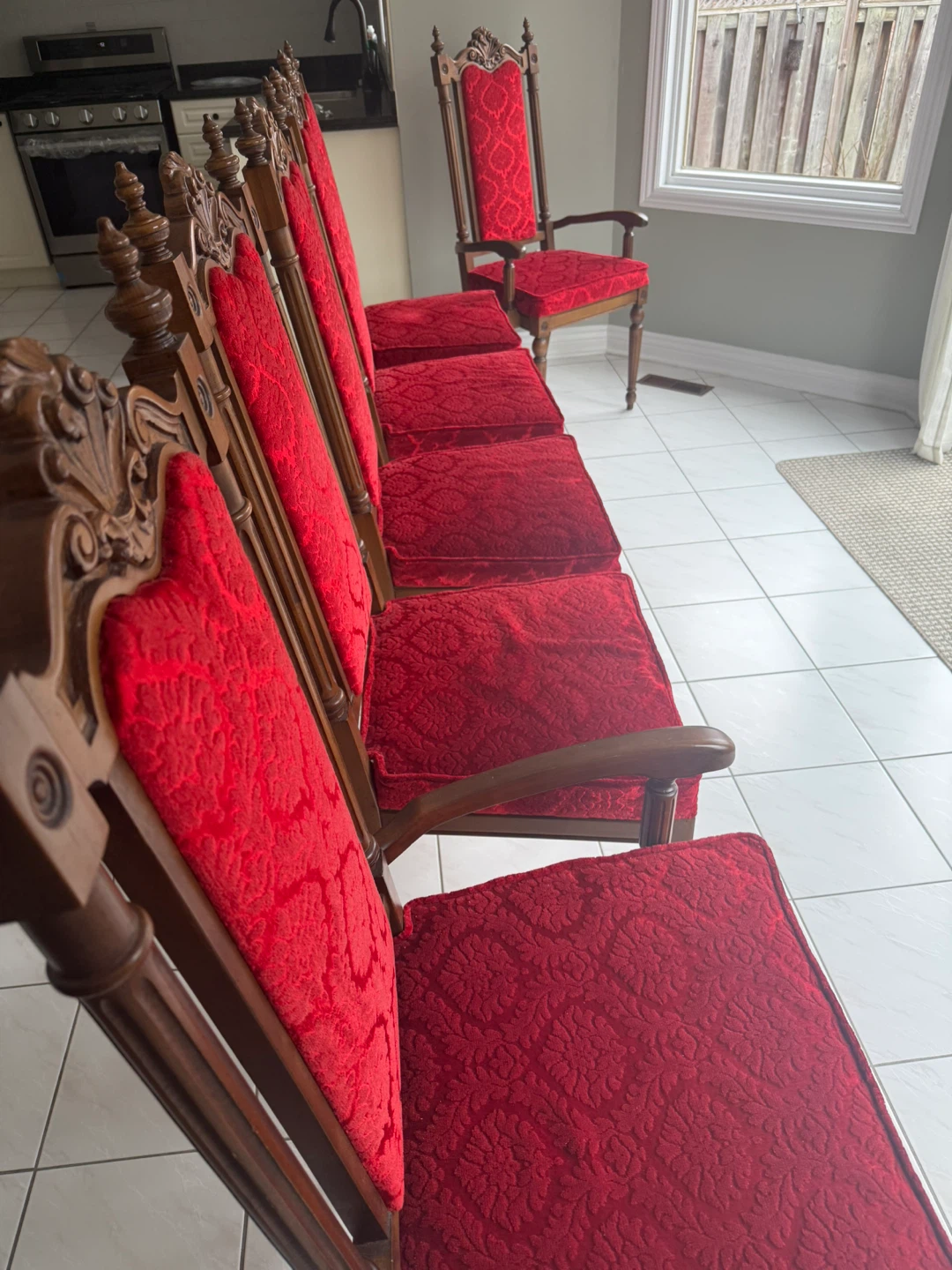 Vintage Red Upholstered Dining Chairs - photo 3