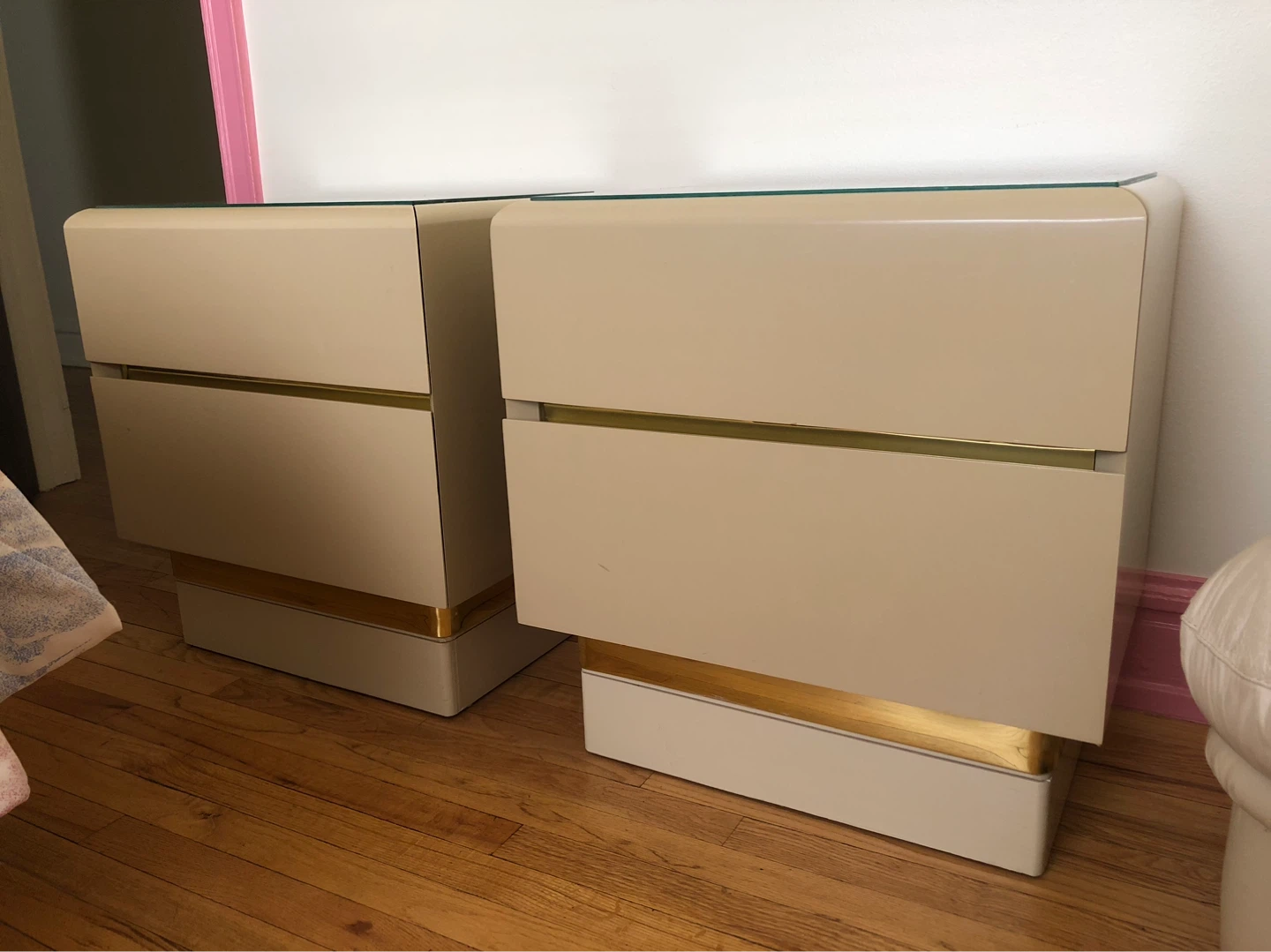 Vintage Lane Nightstands Postmodern Lacquer Bedroom End Tables - photo 5