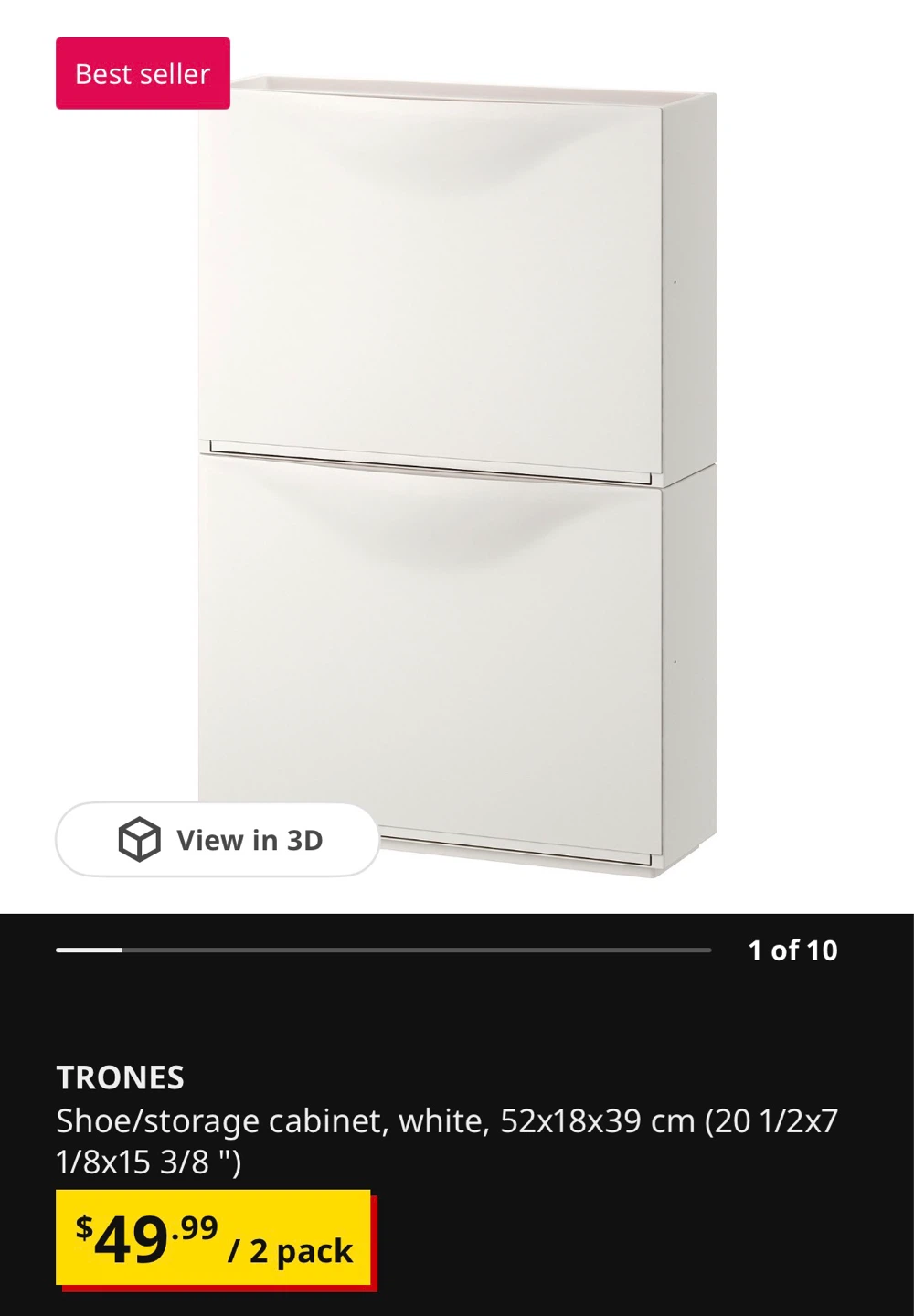 IKEA TRONES White Shoe/Storage Cabinet (2 Pack)