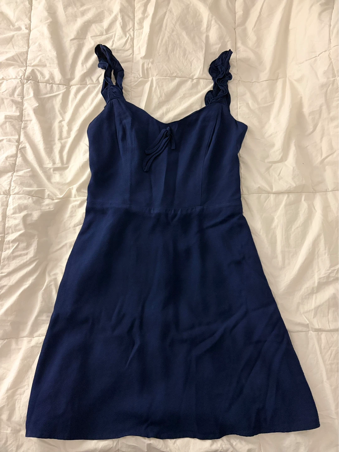 Aritzia Sunday Best Blue A-line Dress with Ruffle Straps