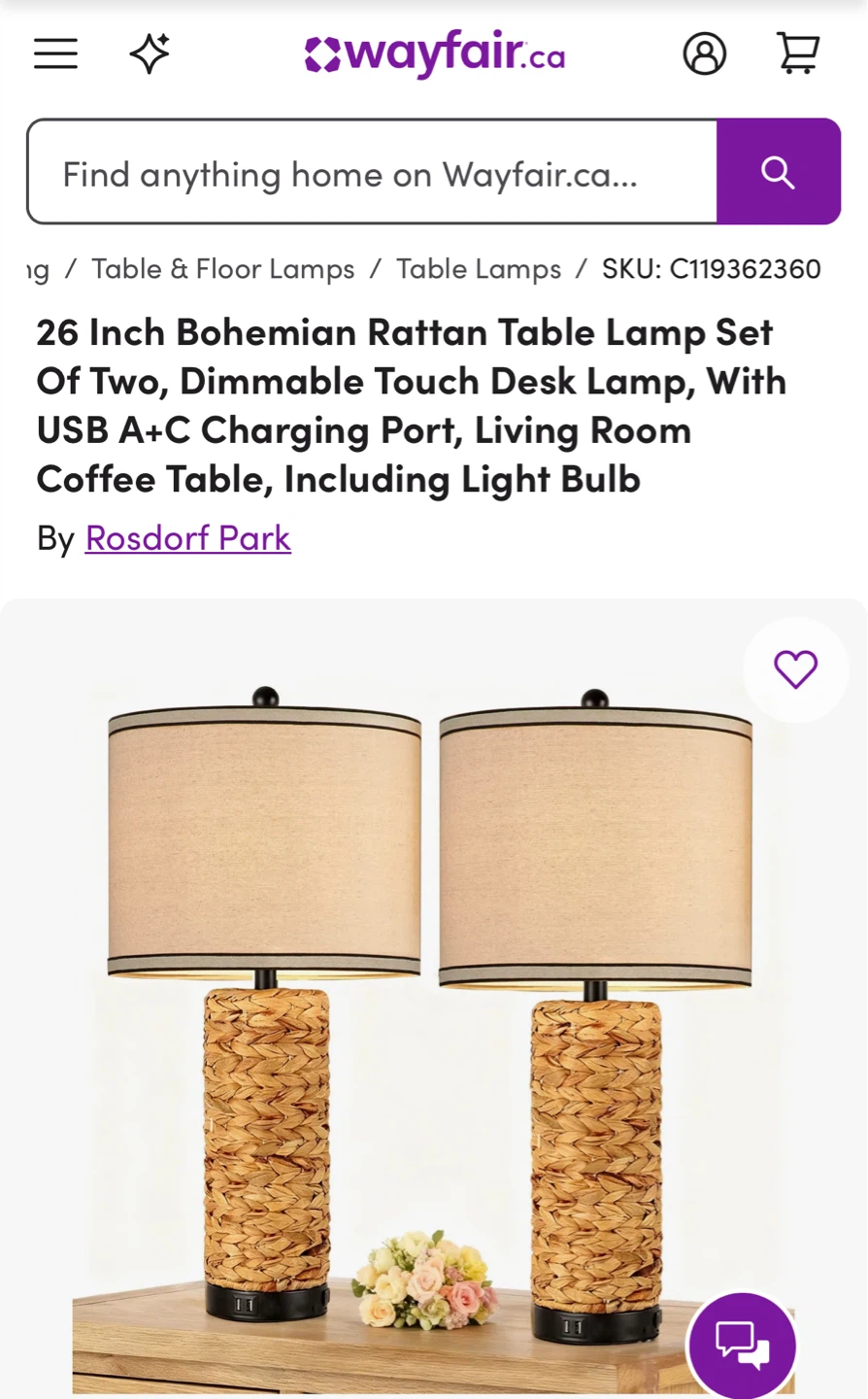 Rosdorf Park 26 Inch Bohemian Rattan Table Lamp Set of 2
