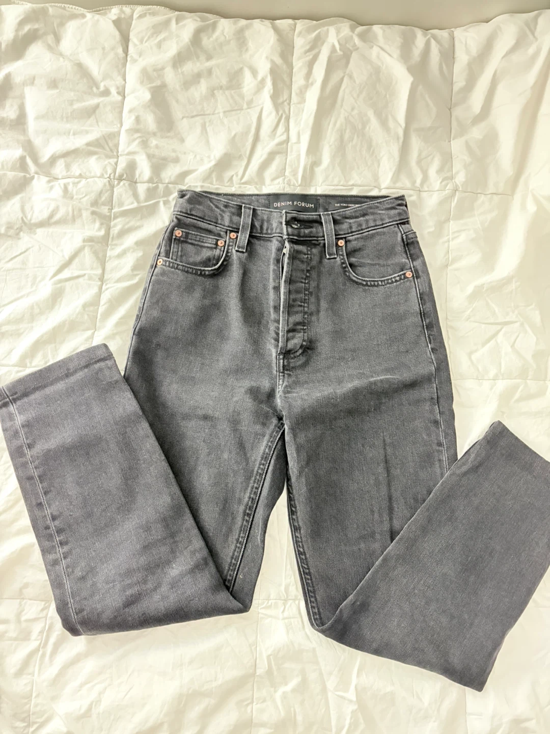 Denim Forum The Yoko High Rise Slim Grey Jeans -