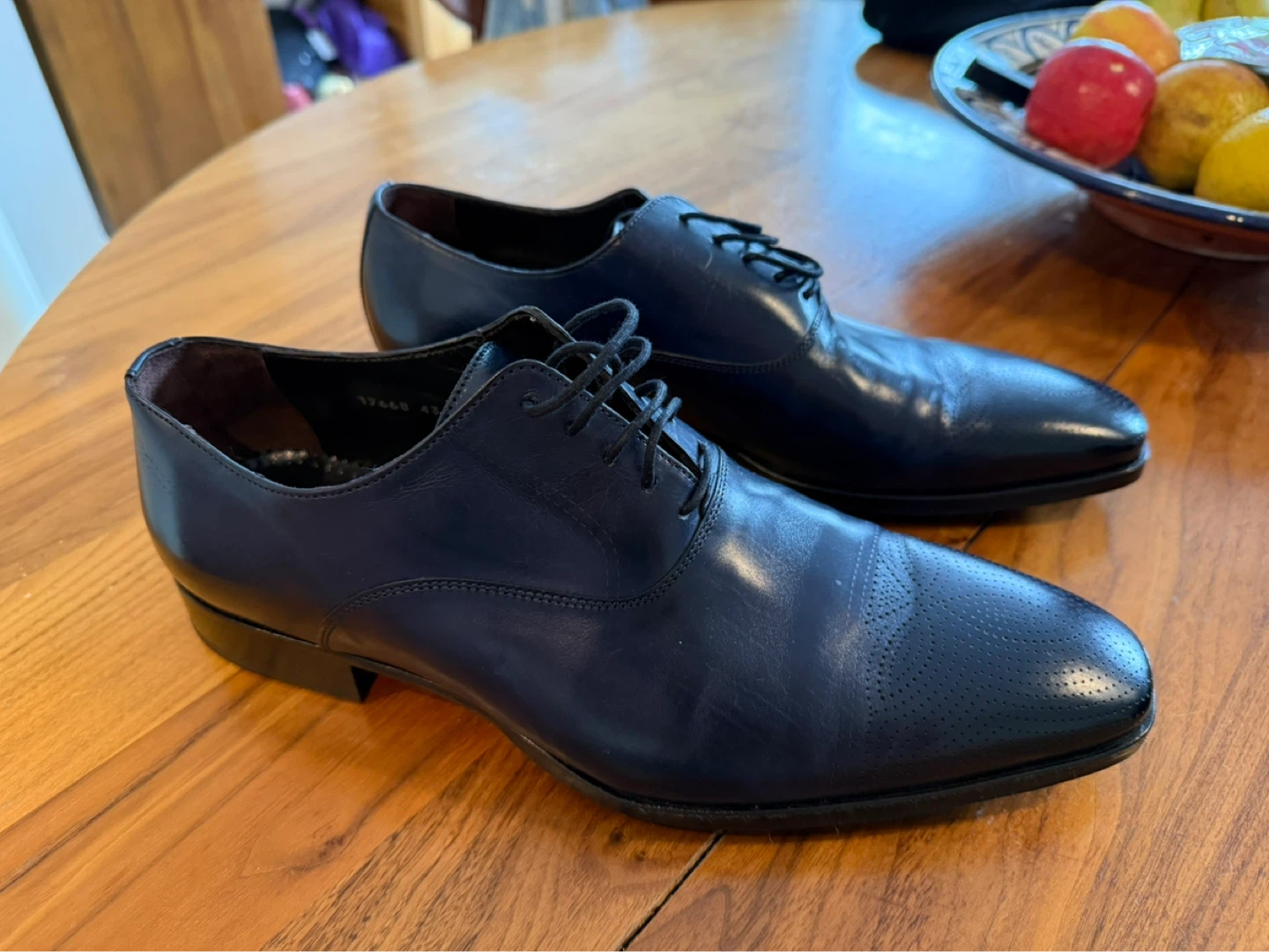 Men's Navy Blue Leather Dress Shoes
