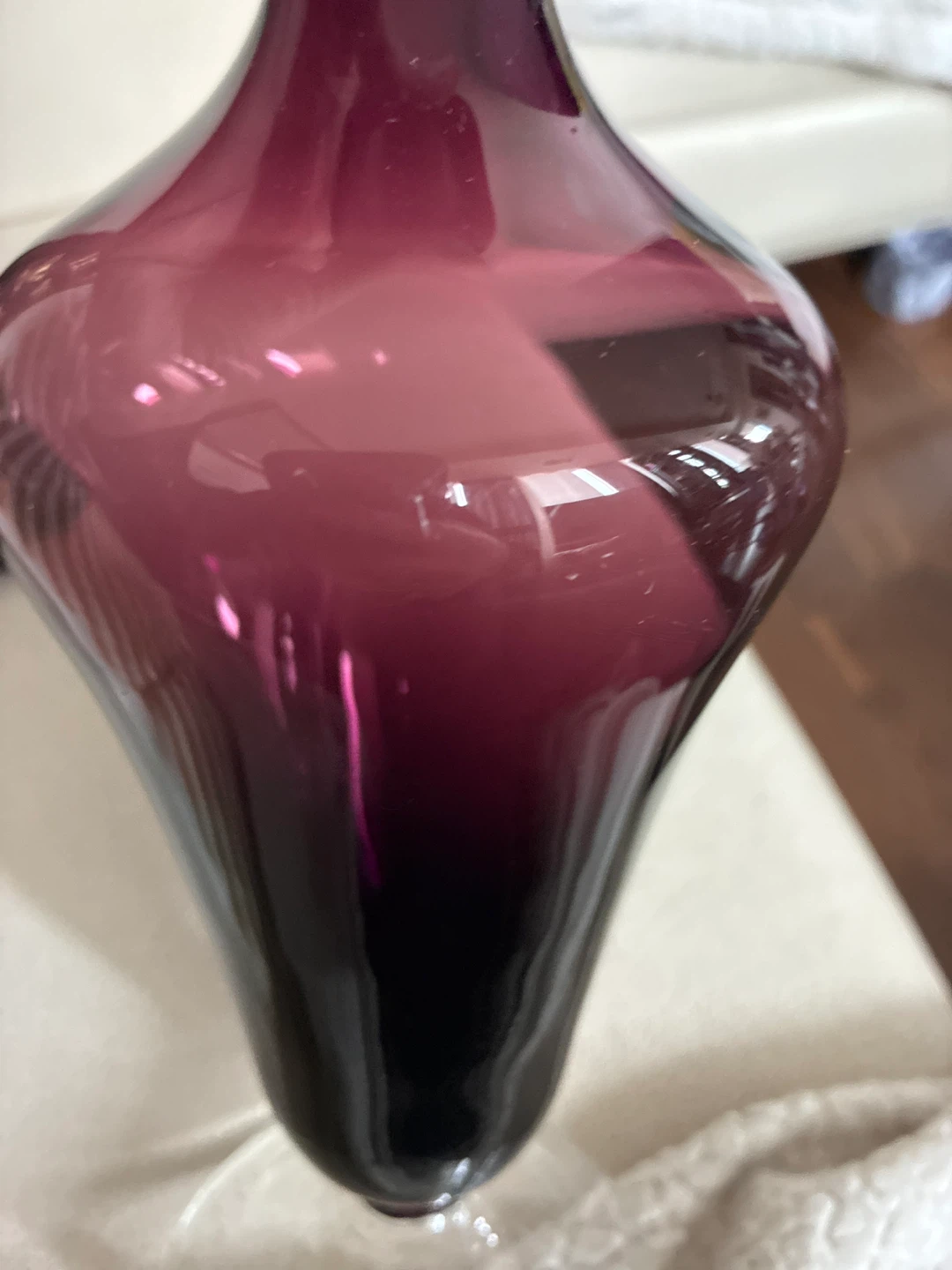 Murano Purple Glass Vase with Clear Base - photo 2