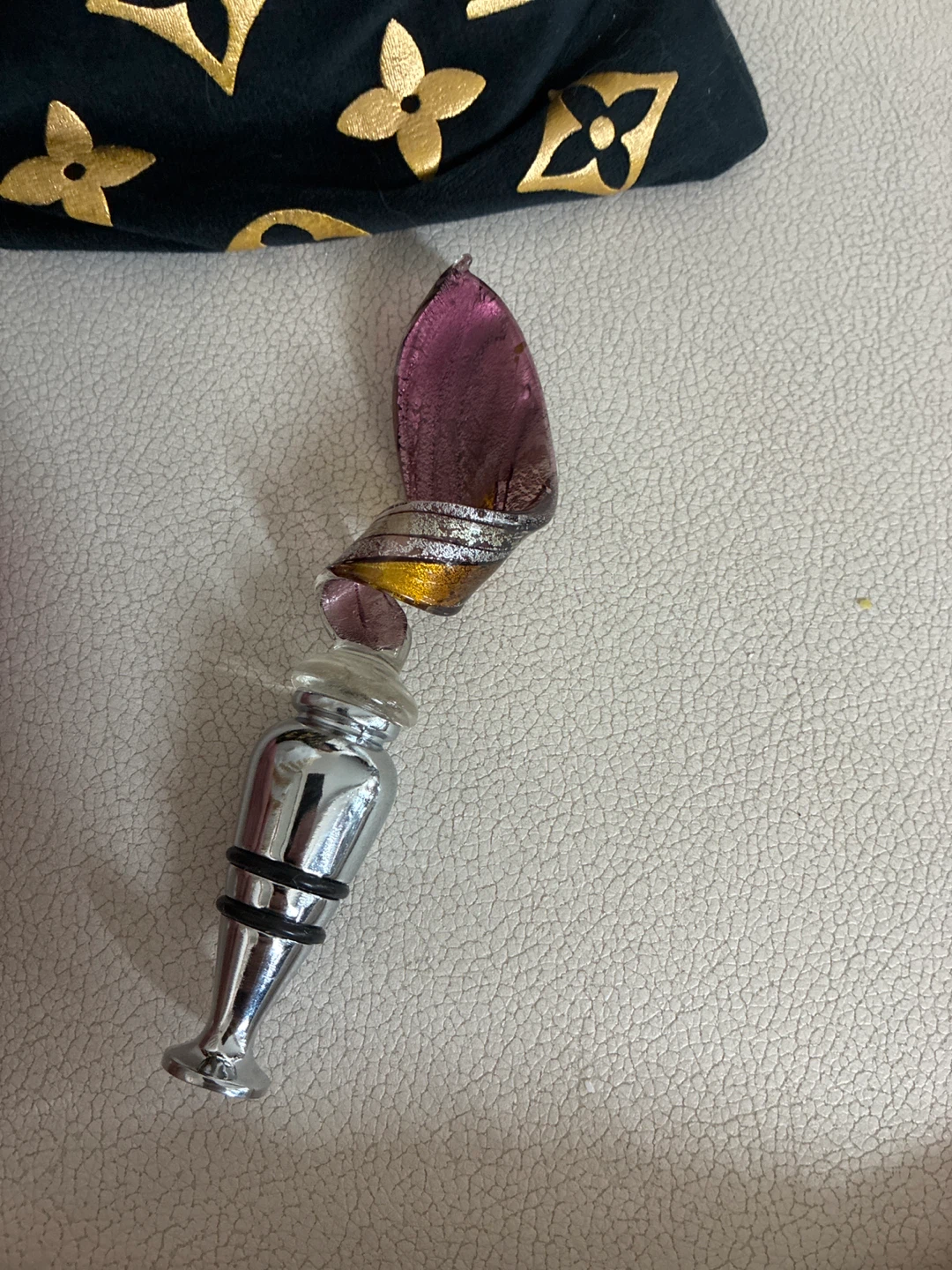 Murano Purple Glass Vase with Clear Base - photo 5