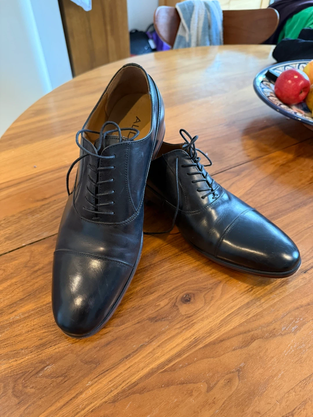 ALDO Black Leather Cap Toe Oxford Dress Shoes