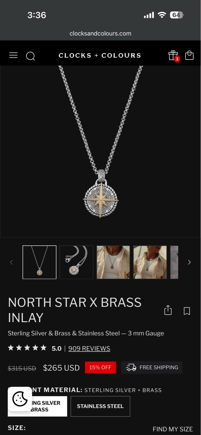 Clocks + Colours North Star x Brass Inlay Necklace - photo 4