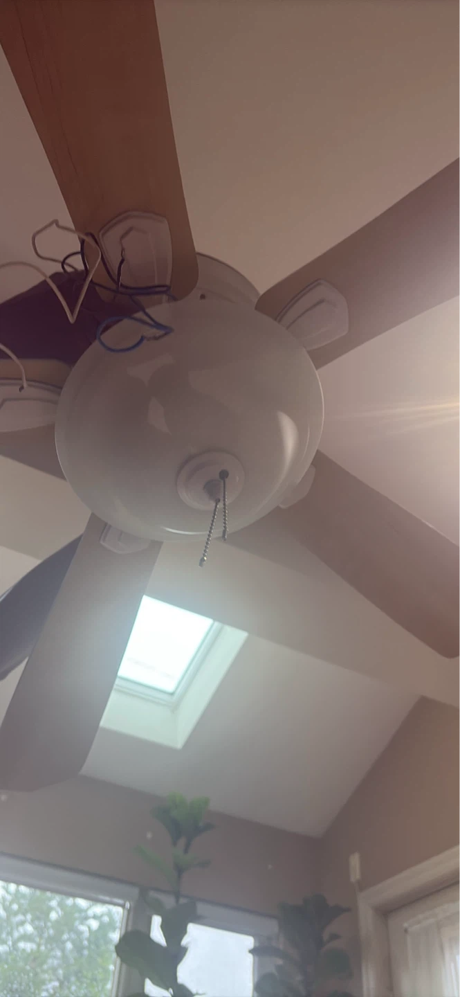 White Ceiling Fan with Wooden Blades