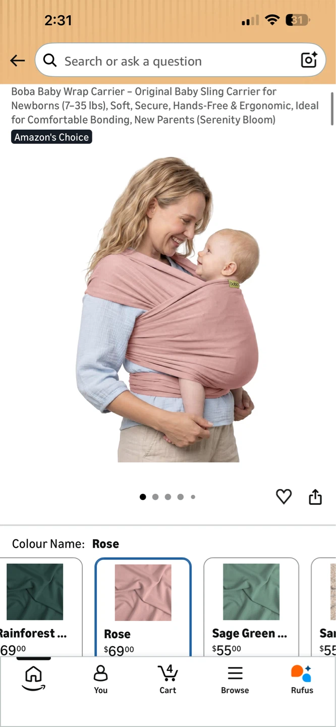 Boba Wrap Baby Carrier - Serenity Bloom