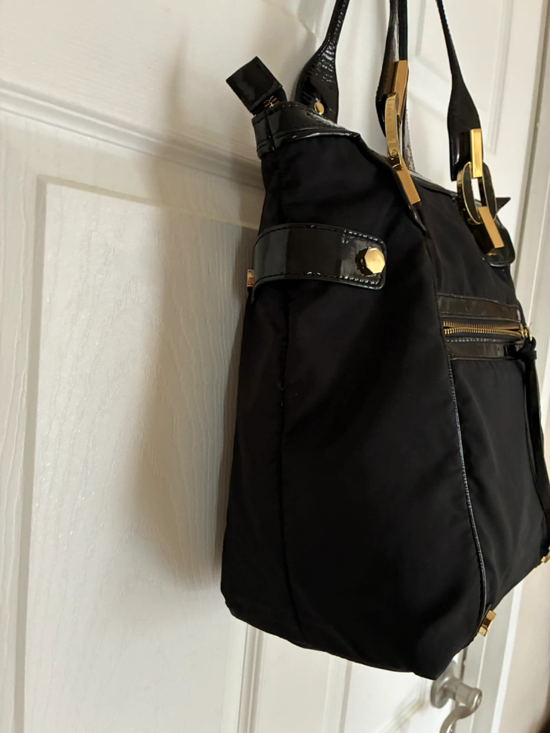 Treesje Designer Black Nylon/Leather Tote Bag - photo 2