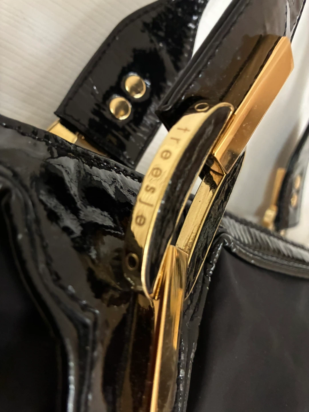 Treesje Designer Black Nylon/Leather Tote Bag - photo 4