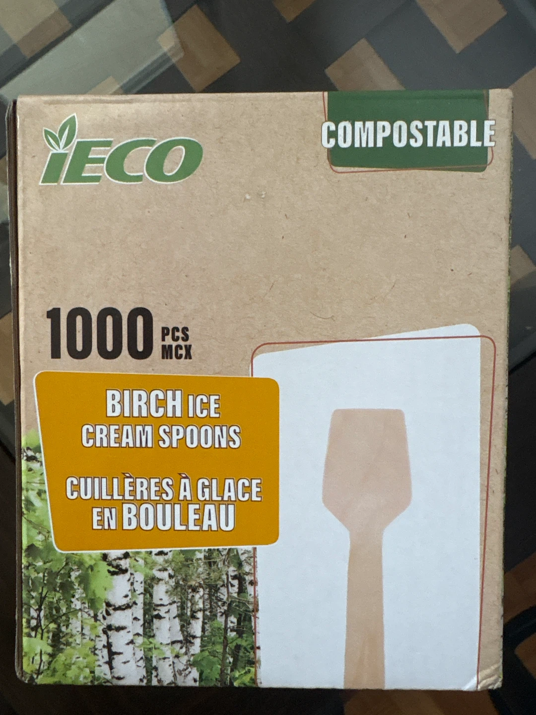 iEco 1000 Birch Ice Cream Spoons - Compostable