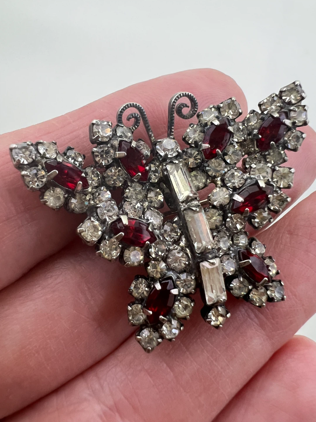 Vintage Rhinestone Butterfly Brooch Pendant Combo - photo 3