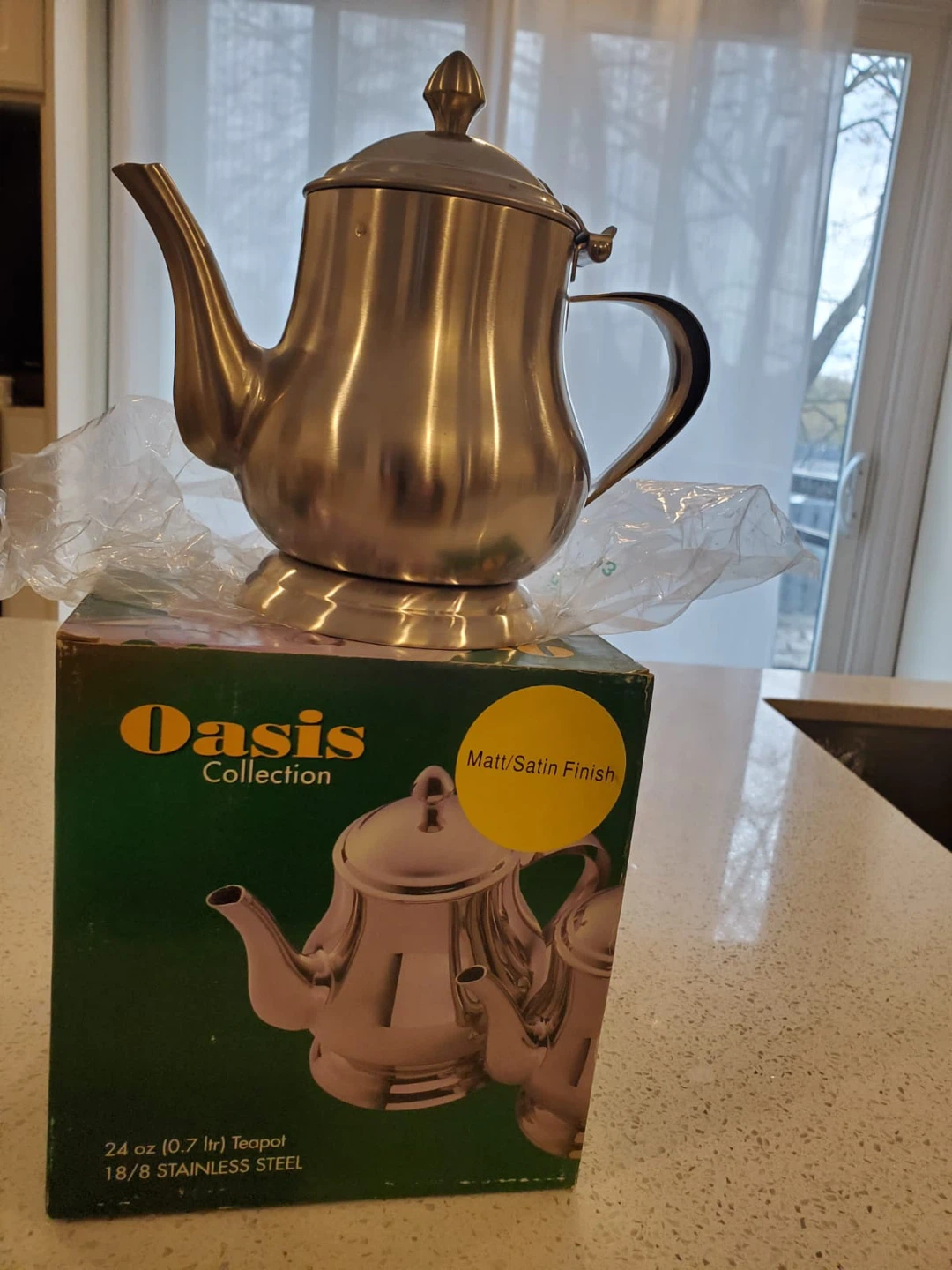 Oasis Collection 24 oz (0.7 Ltr) Teapot - Stainless Steel