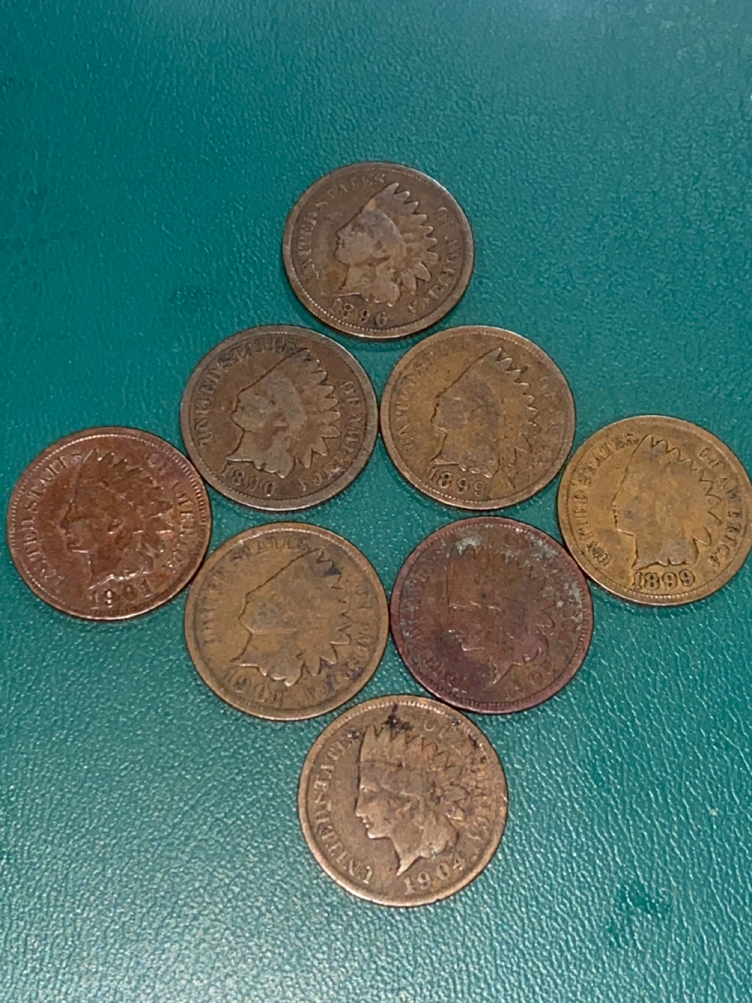 Collection of 8 Indian Head Pennies (1890-1904) - photo 3