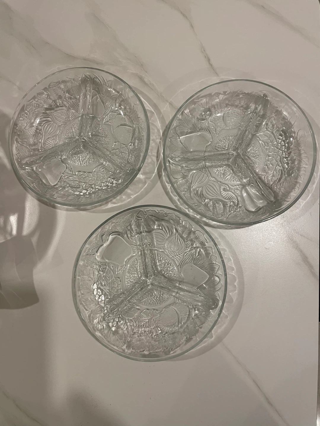 Glass Divided Serving Platter - Set of 3