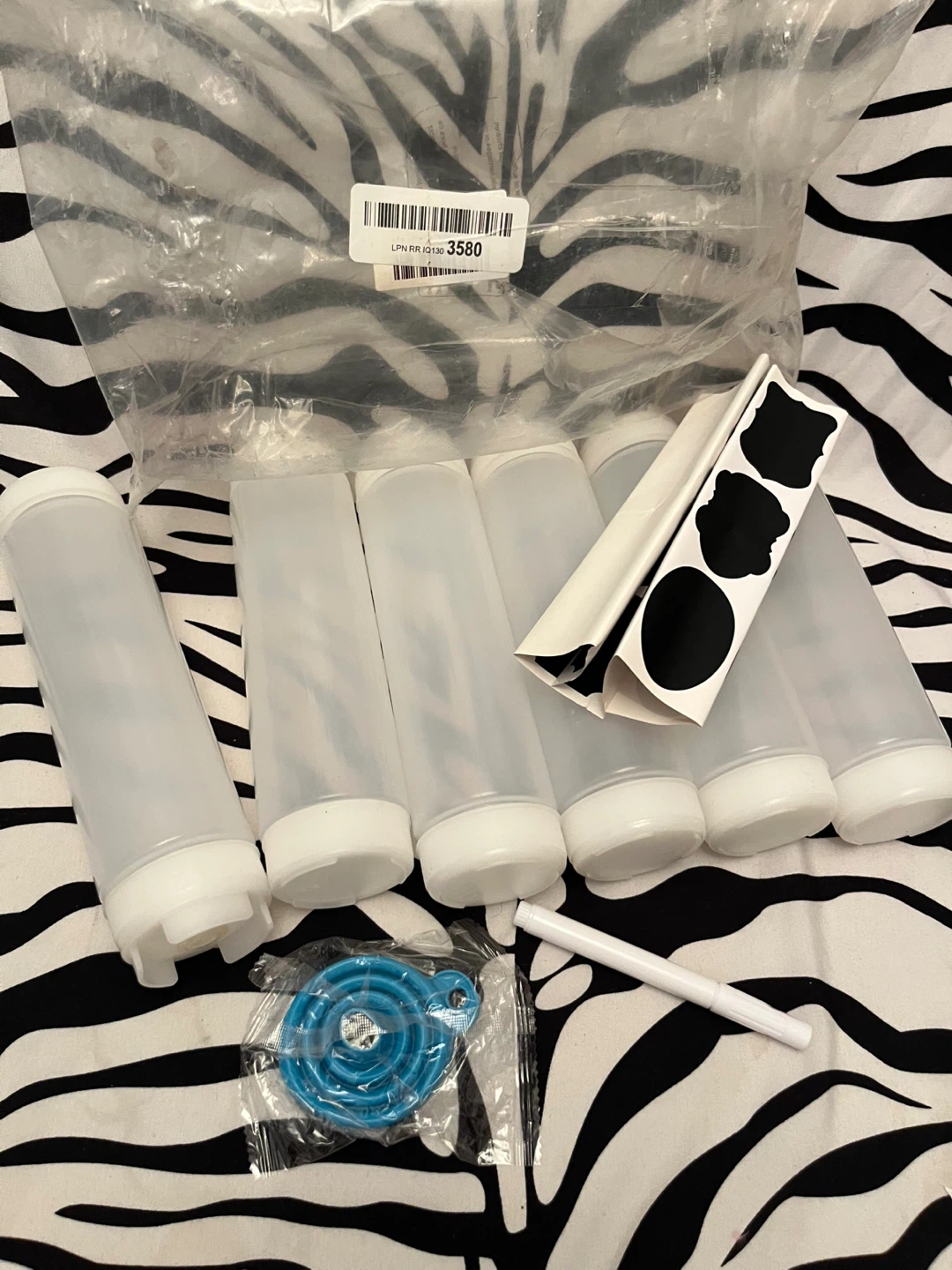 🥗 Set of 6 Condiment Squeeze Bottles with funnel and labels 🍔 - photo 4