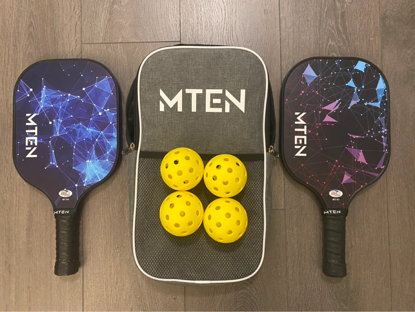 MTEN Pickleball Paddles Set with Bag and Balls