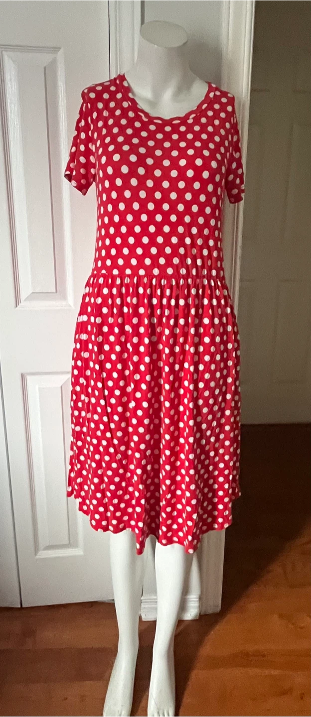 Red Polka Dot Dress with Pockets size small - photo 5