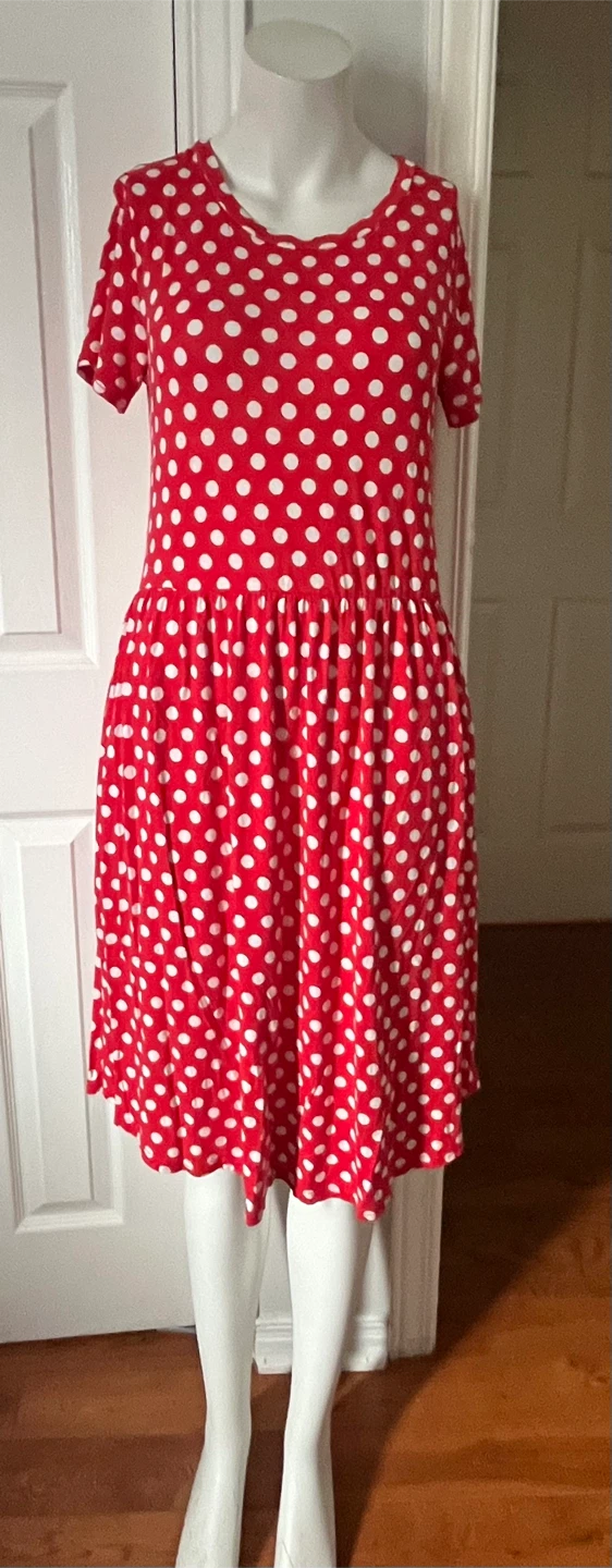 Red Polka Dot Dress with Pockets size small - photo 3
