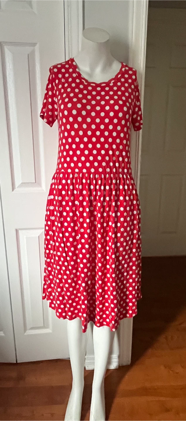 Red Polka Dot Dress with Pockets size small - photo 2