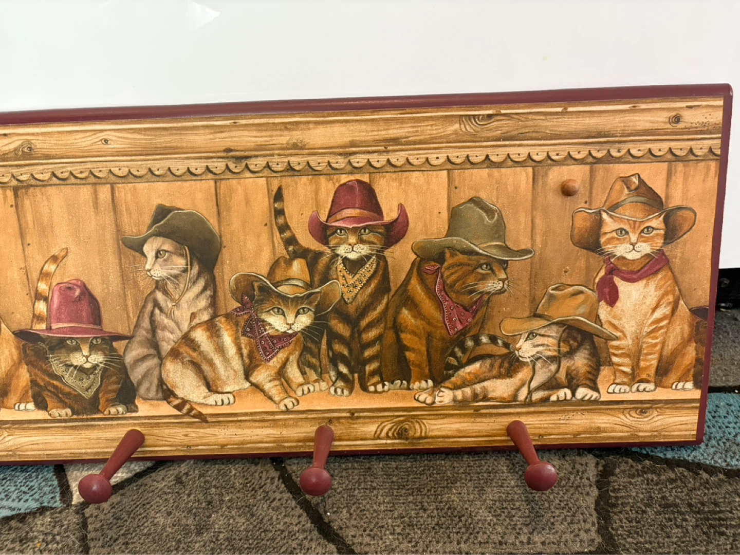 Unique Cowboy Cats Coat Rack $20 firm 30” by 11” - photo 3
