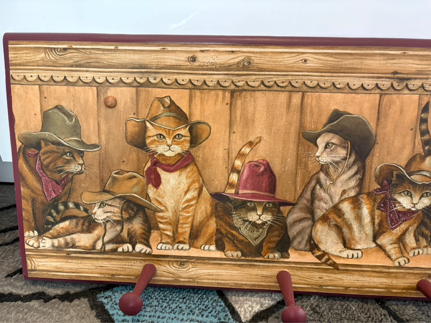 Unique Cowboy Cats Coat Rack $20 firm 30” by 11” - photo 2