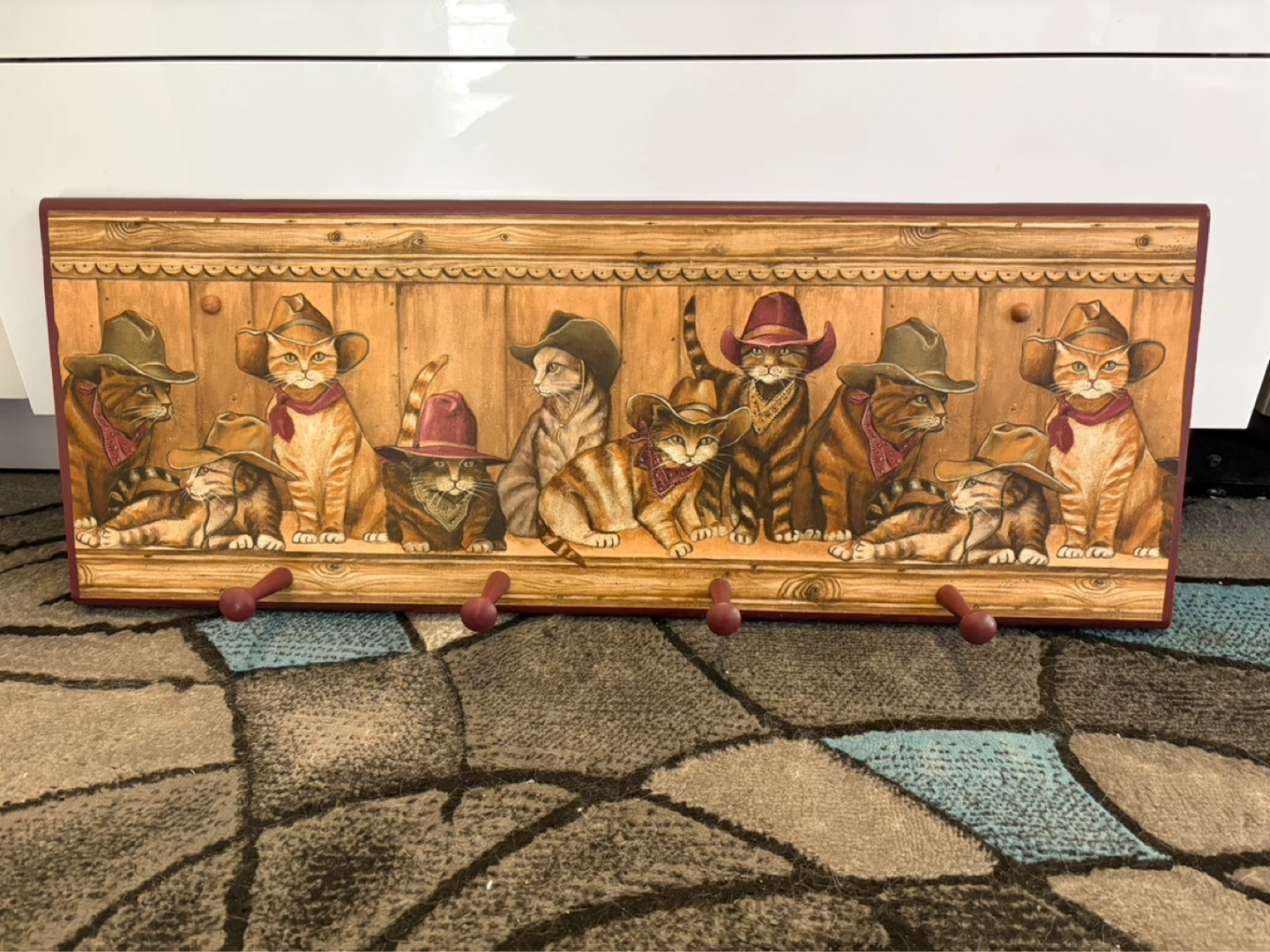 Unique Cowboy Cats Coat Rack $20 firm 30” by 11”