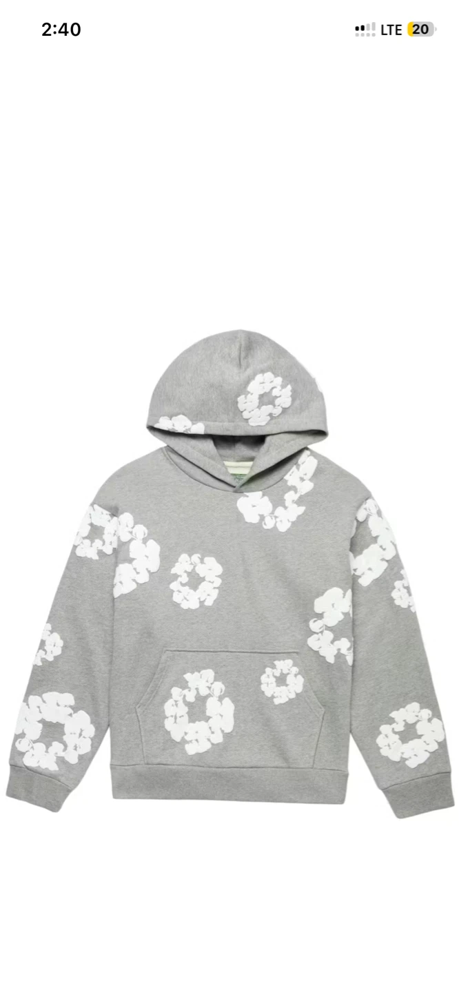 Grey Floral Hoodie