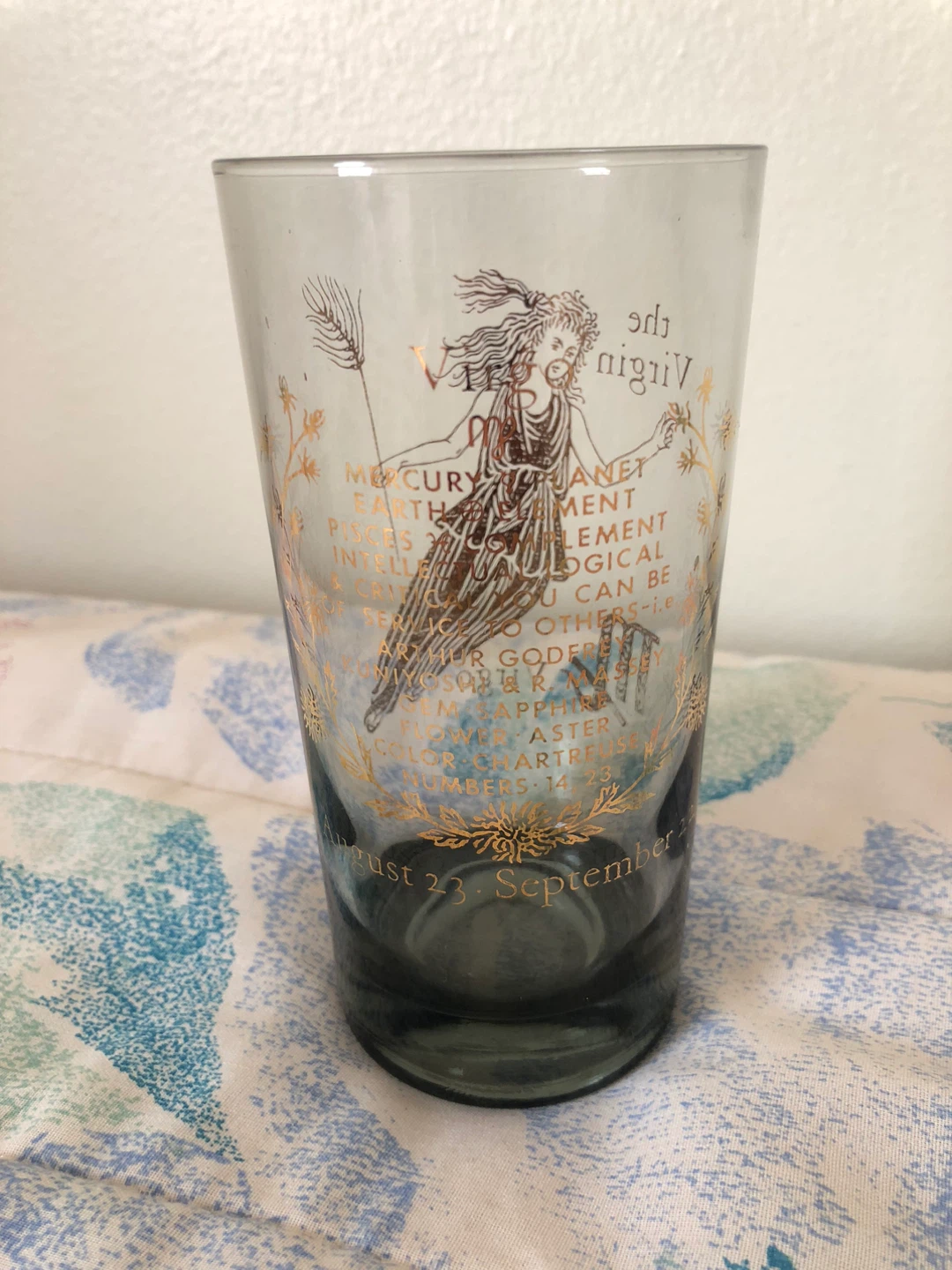 Antique Art Deco Virgo Astrology Glass - photo 3