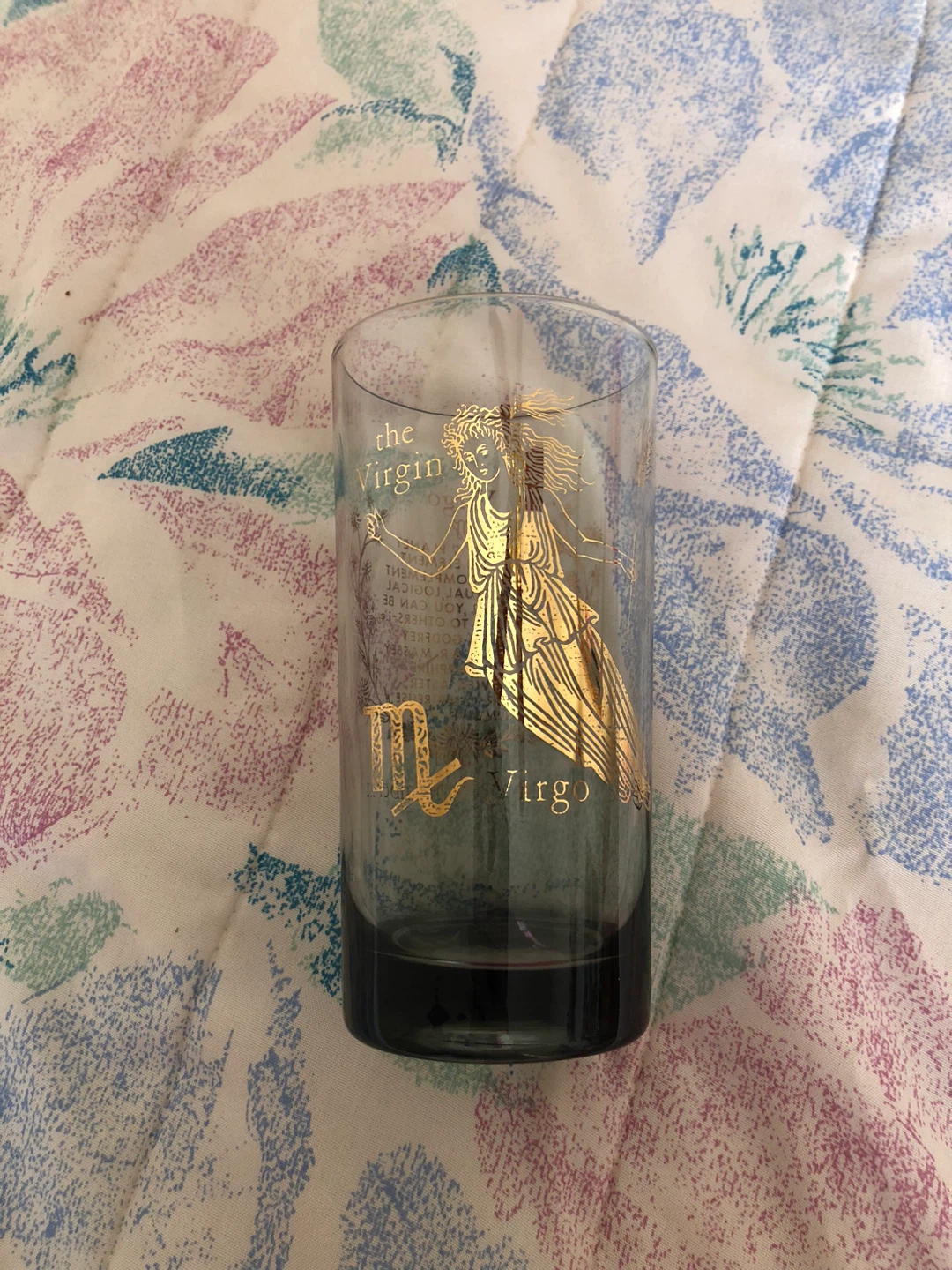 Antique Art Deco Virgo Astrology Glass
