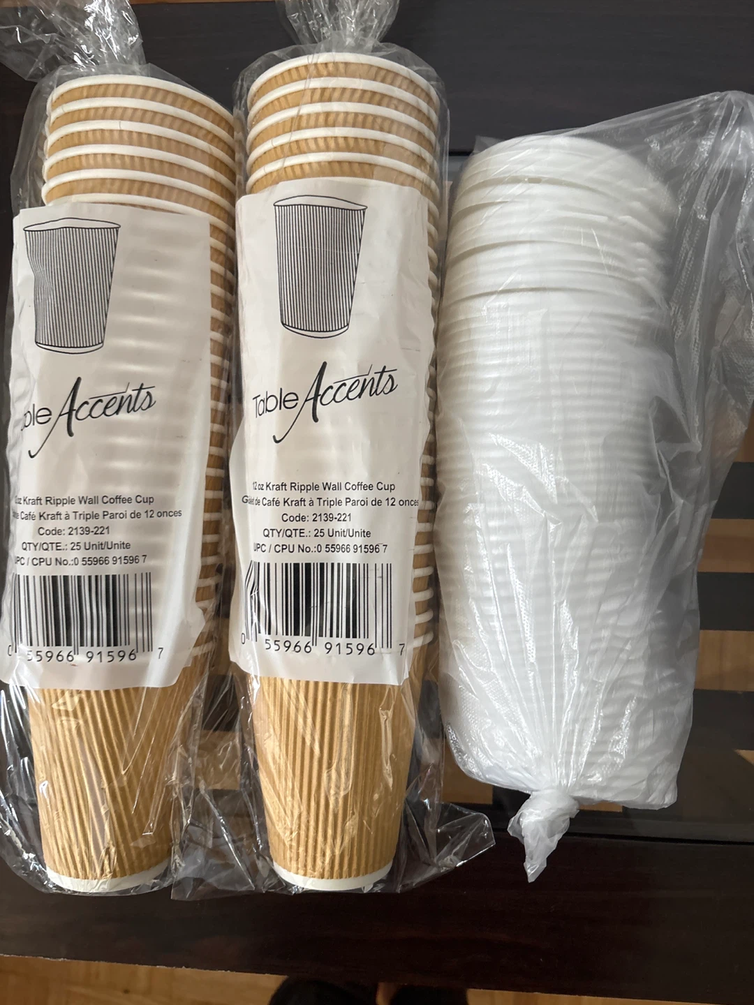 Table Accents 12oz Kraft Ripple Wall Coffee Cups (25 Count)