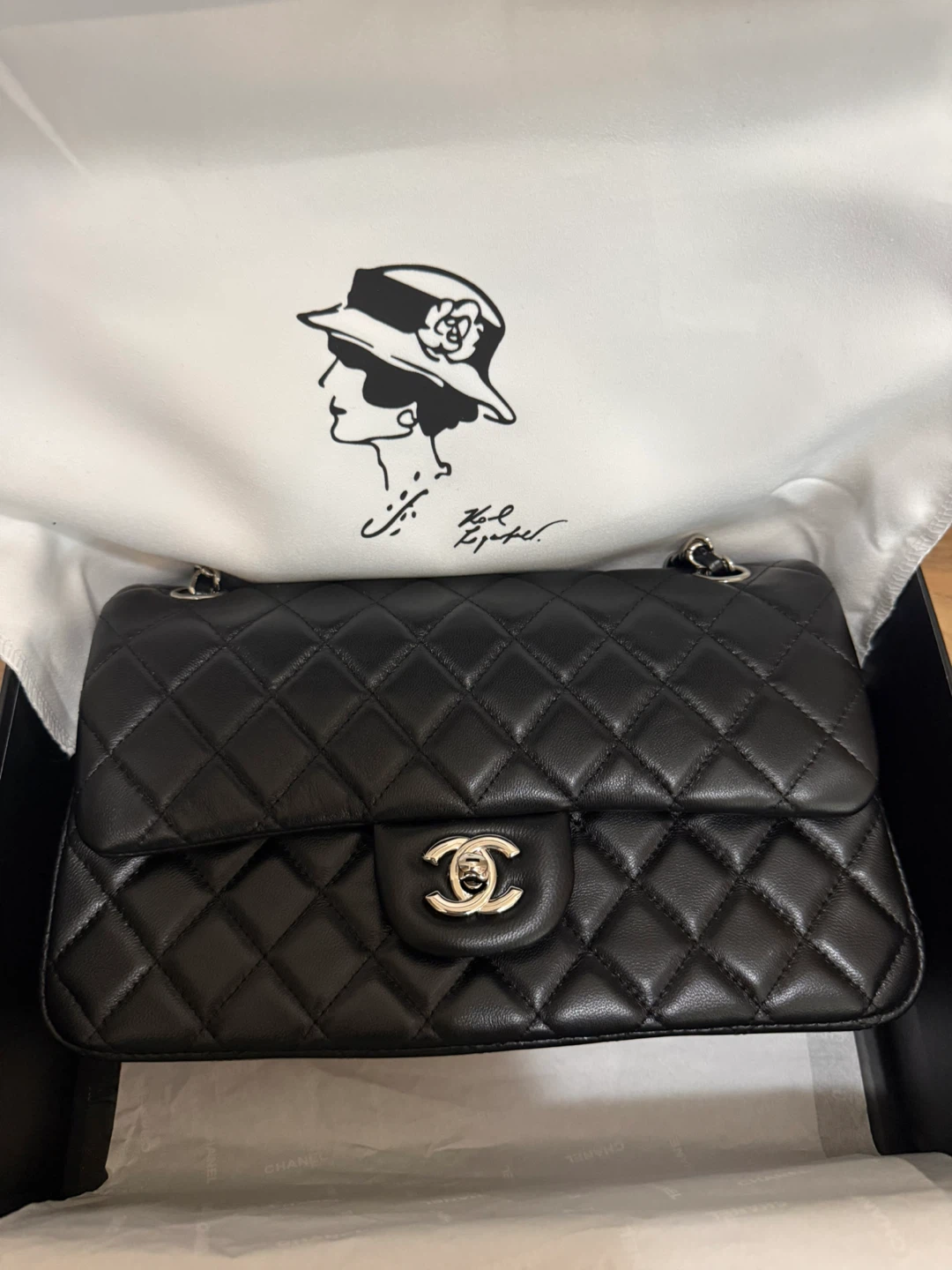 CHANEL Black Quilted Lambskin Classic Handbag - photo 3
