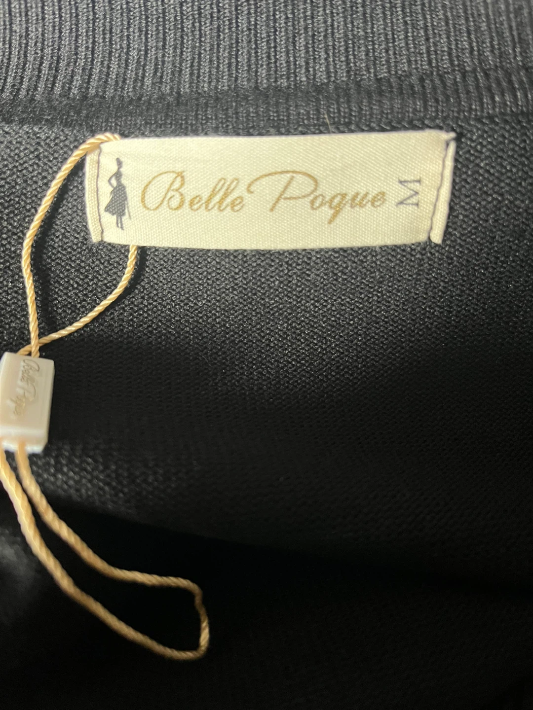 Belle Pogue Black Cropped Cardigan Sweater Size M - photo 4
