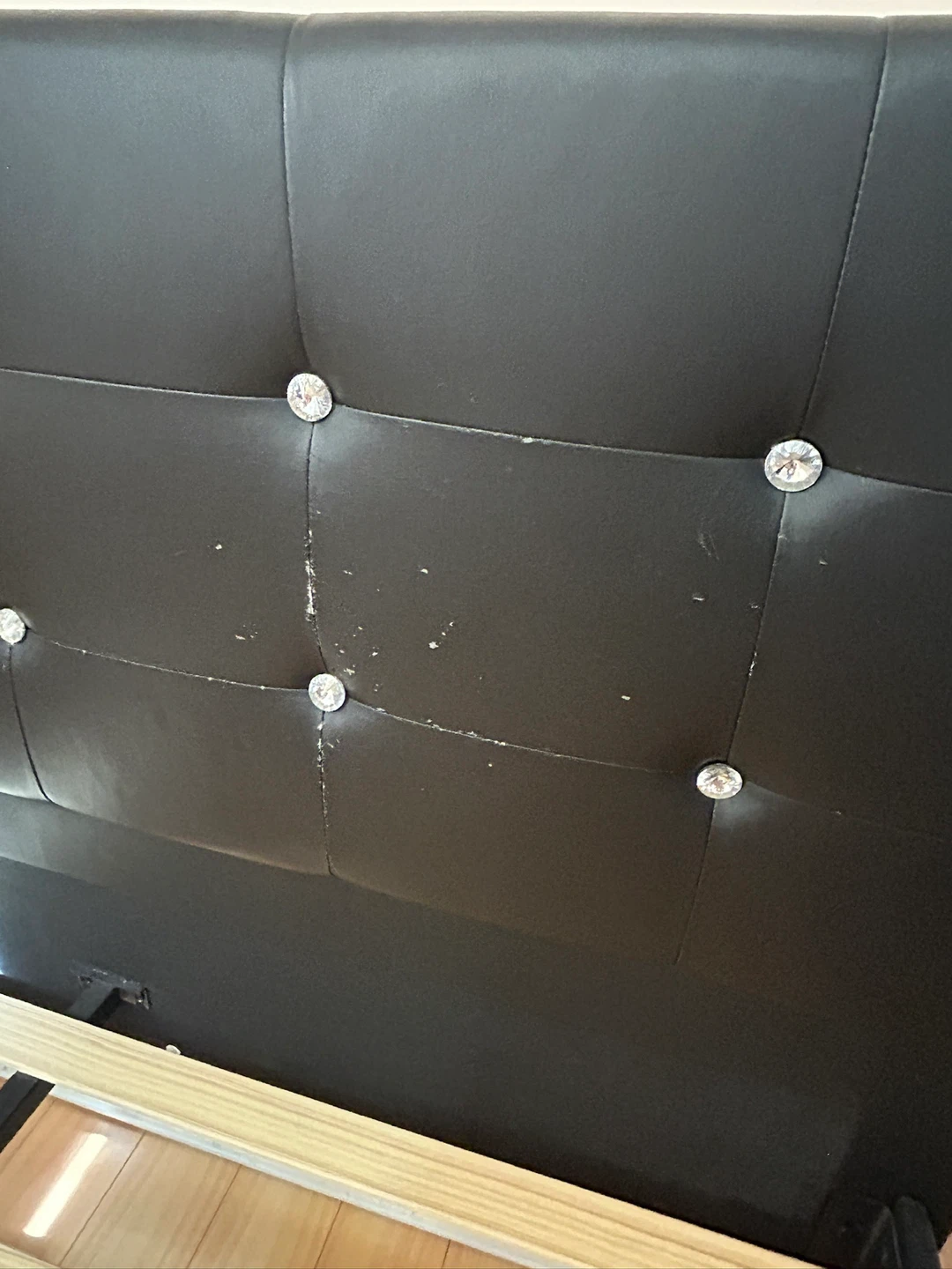 Black Faux Leather Bed Frame with Diamond Tufting - photo 2