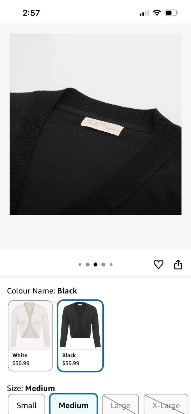 Belle Pogue Black Cropped Cardigan Sweater Size M - photo 3