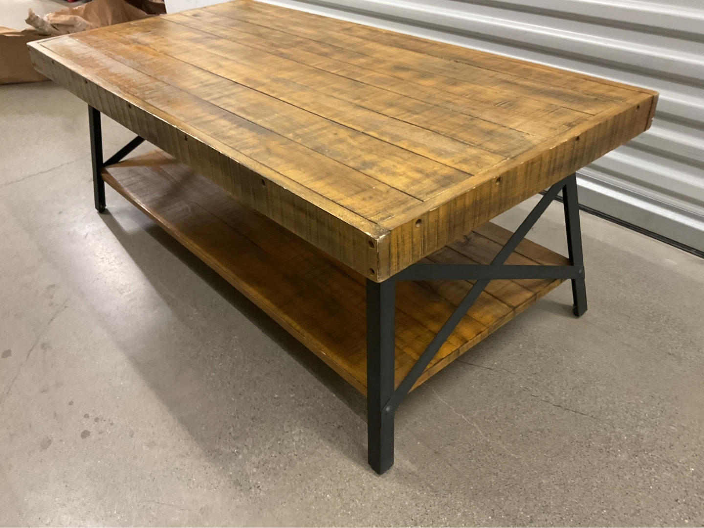 Rustic Wood Coffee Table with Shelf - photo 3