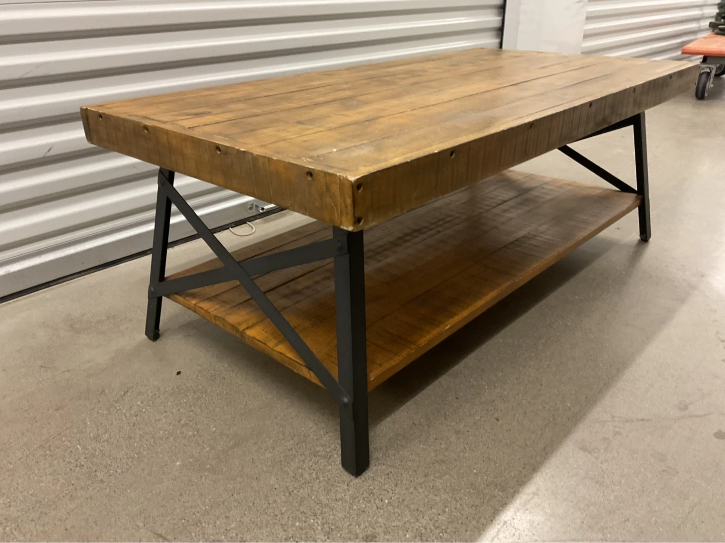 Rustic Wood Coffee Table with Shelf - photo 5