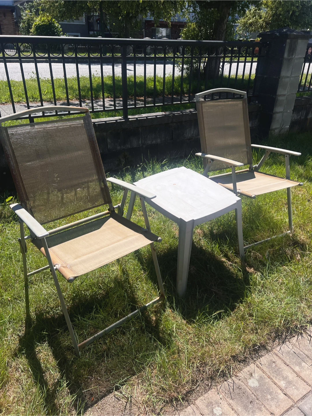 Foldable Patio Chairs and Small Table Set,delivery available