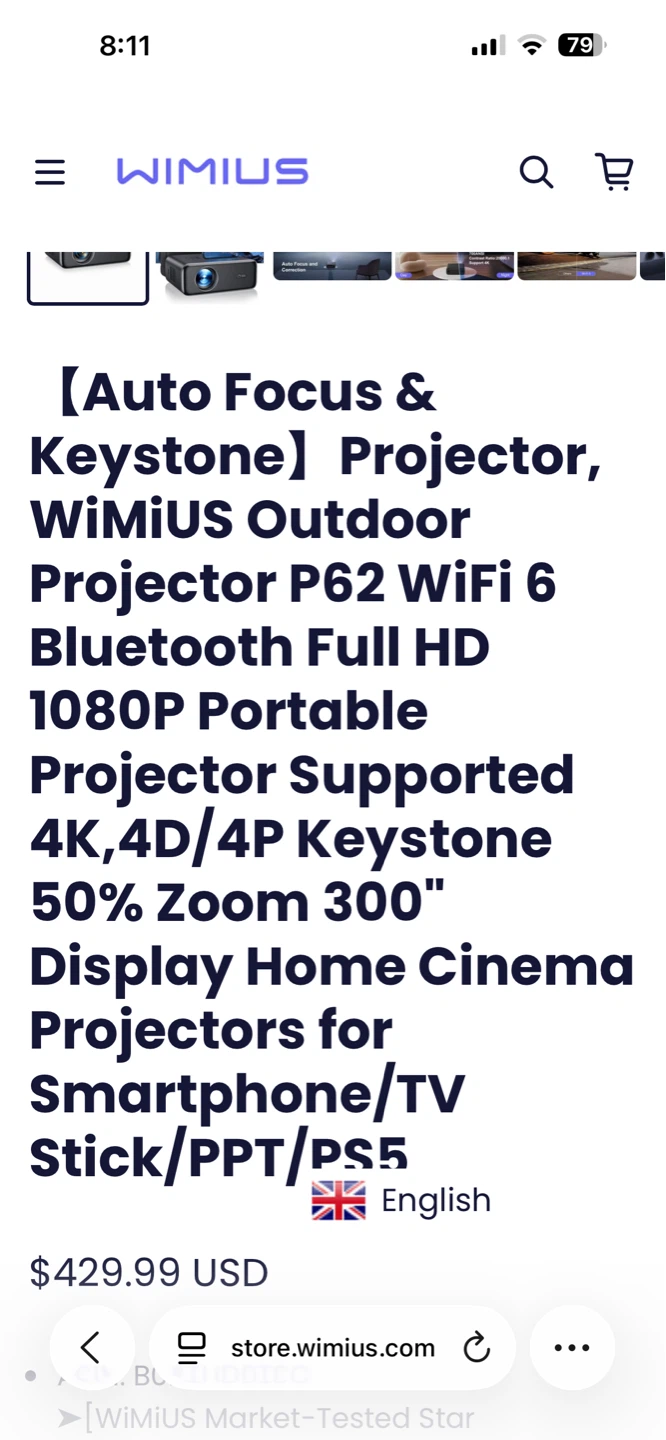 WIMIUS P62 Portable Projector with WiFi 6 and Auto Focus - photo 2