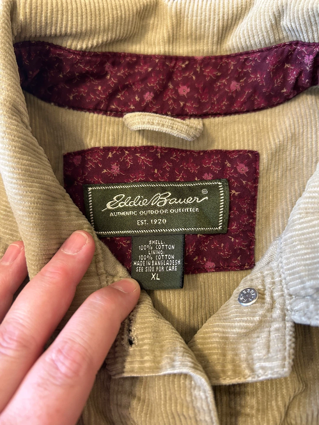Eddie Bauer Corduroy Jacket - Tan - Size XL - photo 3